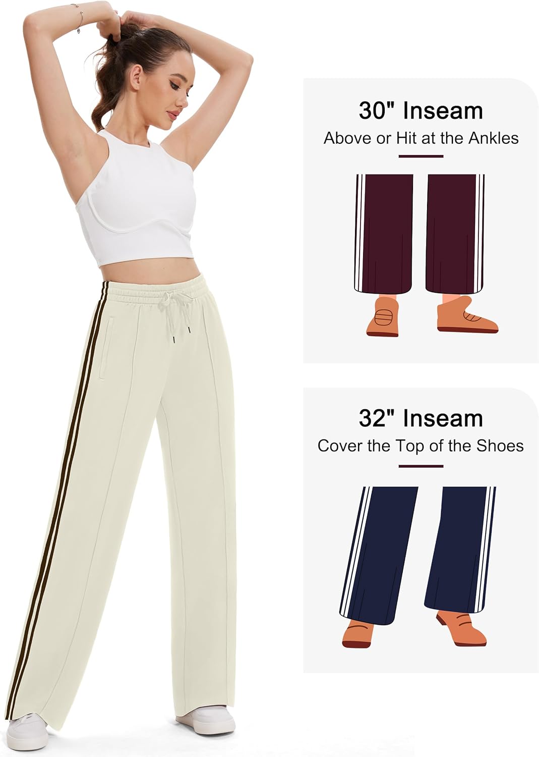 Tapata Women's Track Pants - Loose Straight Leg Jogging Sweatpants for Athletic Comfort | Multiple Inseams