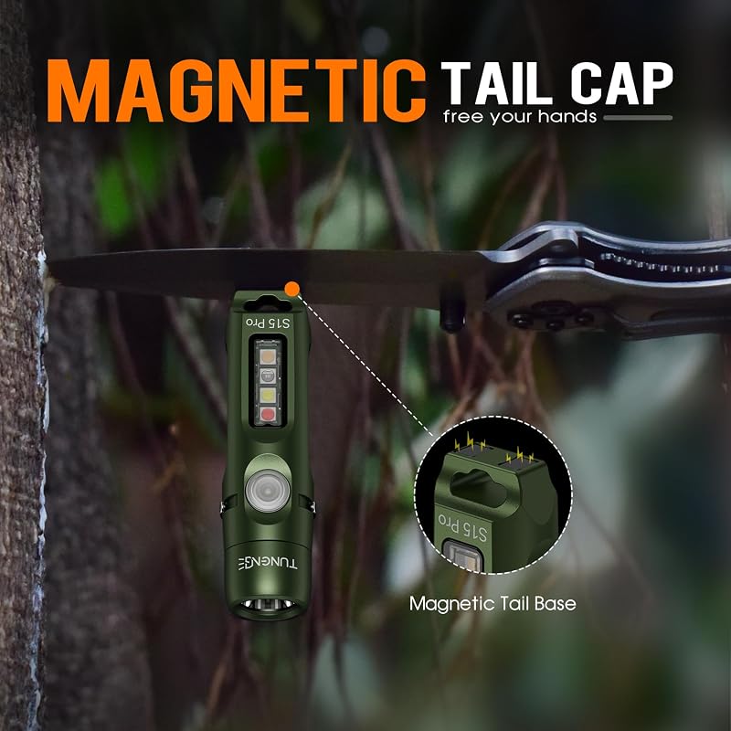S15PRO Rechargeable Keychain Flashlight 750 Lumen with COB – Green (Variation of THIS listing)
