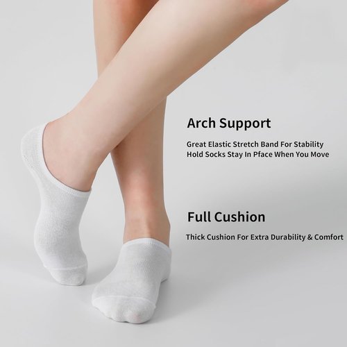 Loucey No Show Socks - Cushioned Low Cut Ankle Socks for Men & Women | 18 Pack for Running & Gym