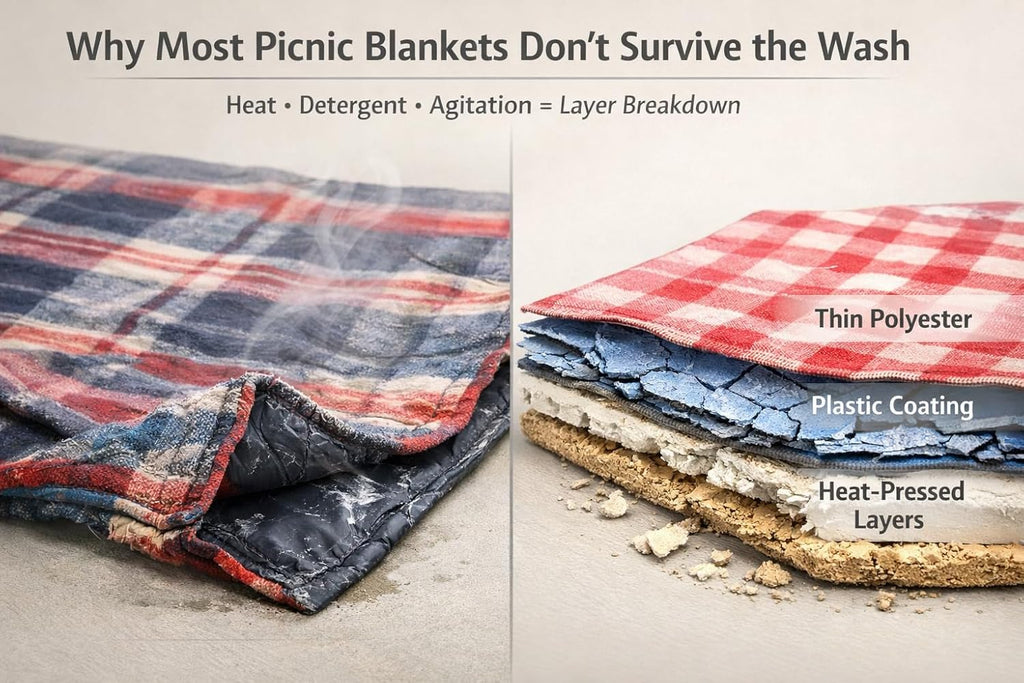 White Picnic Blanket - Large Canvas Beach Mat, Machine Washable, 4'9” × 6'3”