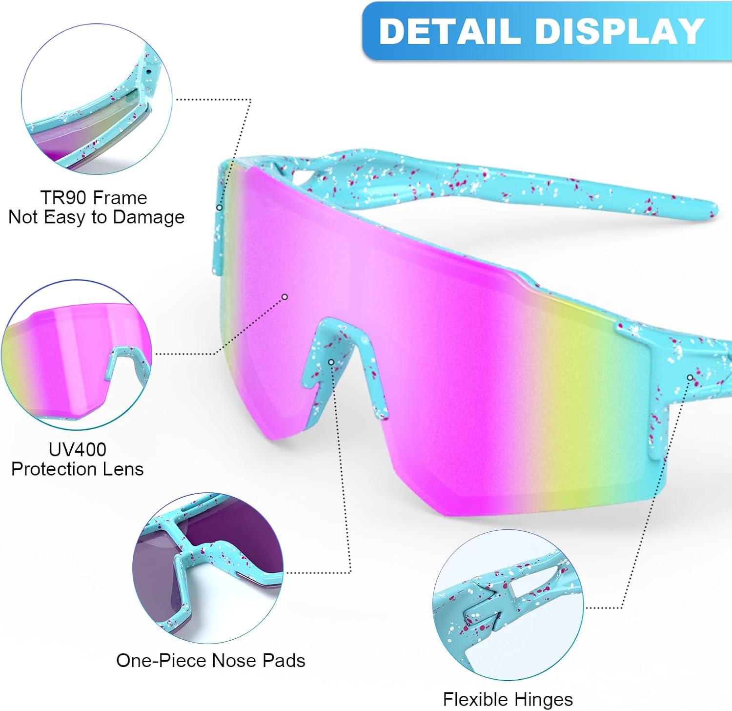 Skiennix Kids Sunglasses - Youth Baseball Glasses for Ages 6-14 | UV Protection Goggles