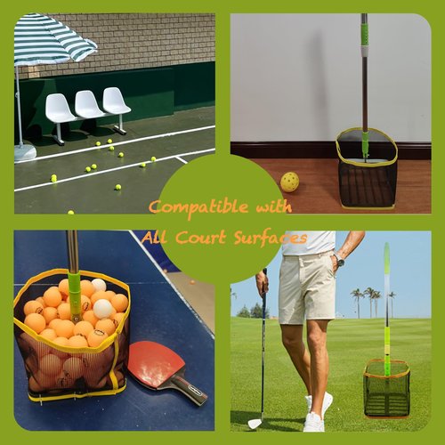 Pickleball Collector,Retriever with Handle for Easy Pickup & Carrying,Lightweight Press-to-Collect Ball Collector Basket,Ultra-Smooth Pickup, Easy to Use & Disassemble,Training & Court Storage Tool