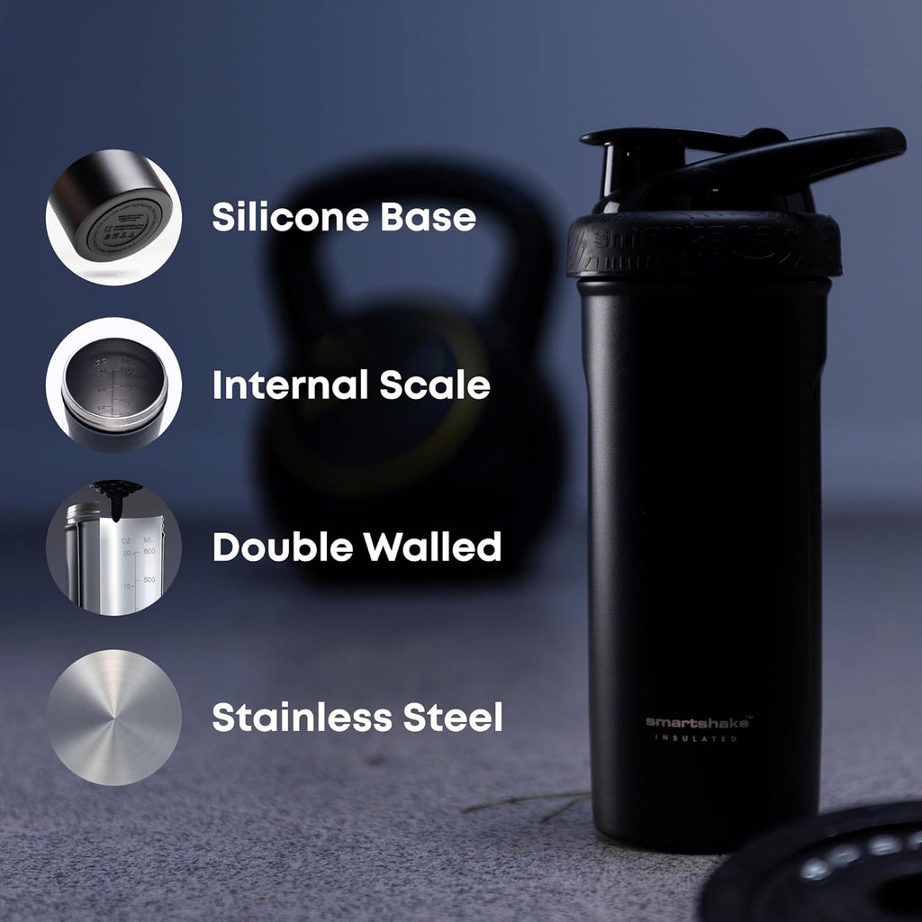 Smartshake Insulated Stainless Steel Blender Shaker Cup - 750ml Double-Walled Vacuum Bottle for Protein Shakes | BPA-Free (Dusty Plum)