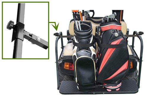 Dr.Acces Golf Cart Bag Holder Bracket Attachment Fits EZGO Club Car Yamaha Rear Seat Golf Bag | No Drilling Required Length Adjustable