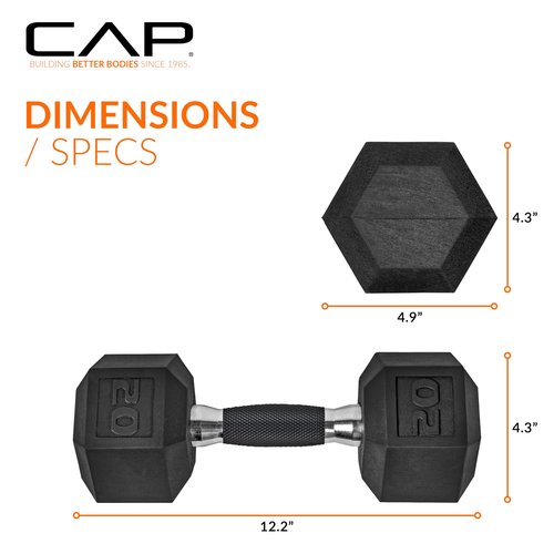 CAP 50 lbs Coated Dumbbell Set with Tinted Silver Handles, 5LBx2, 20lbx2
