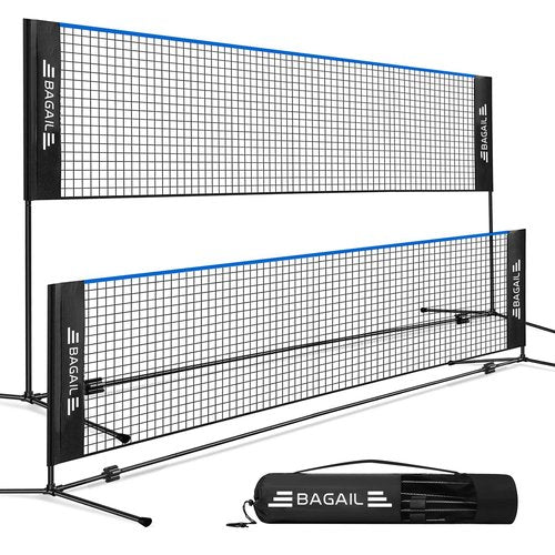 BAGAIL All-in-1 Badminton Net, Height Adjustable (Up to 5.1') Kids Volleyball Net, Quick Setup Sports Net with Portable Bag for Pickleball, Tennis, Pool, Backyard & Indoor Games - 10ft, Blue