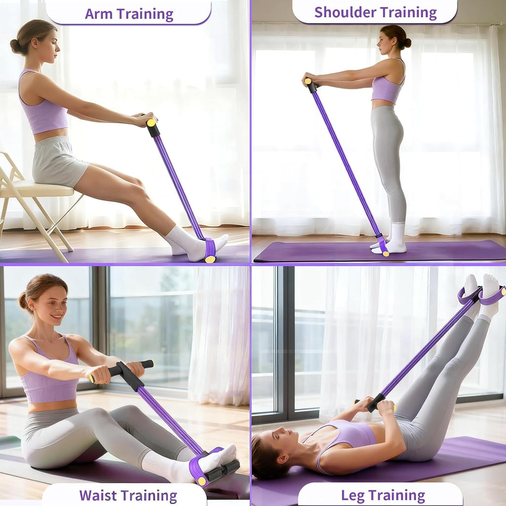 Skiennix Pedal Resistance Bands - Upgrade 6-Tube Manual Tension Training | Natural Rubber for Full-Body Workouts