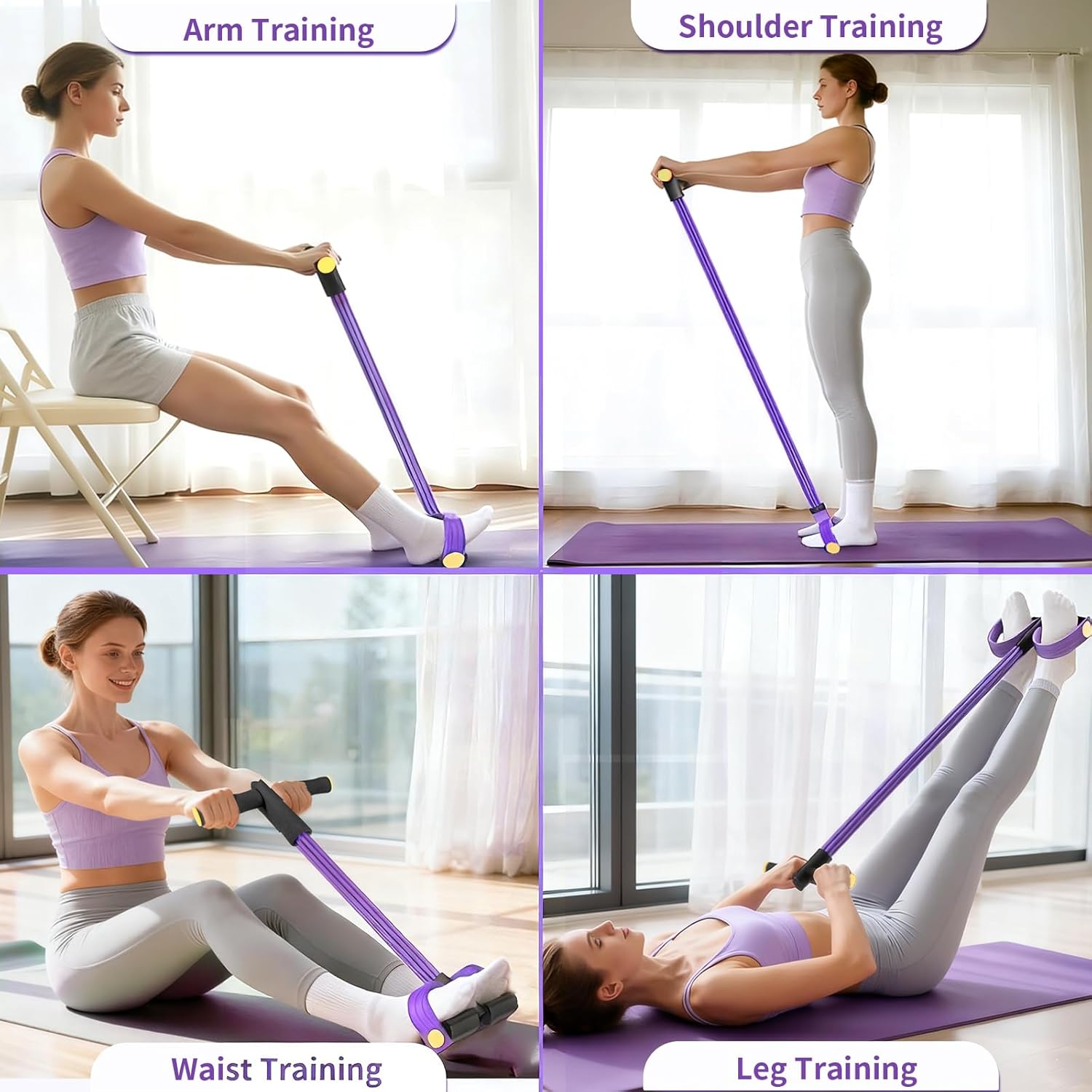Skiennix Pedal Resistance Bands - Upgrade 6-Tube Manual Tension Training | Natural Rubber for Full-Body Workouts