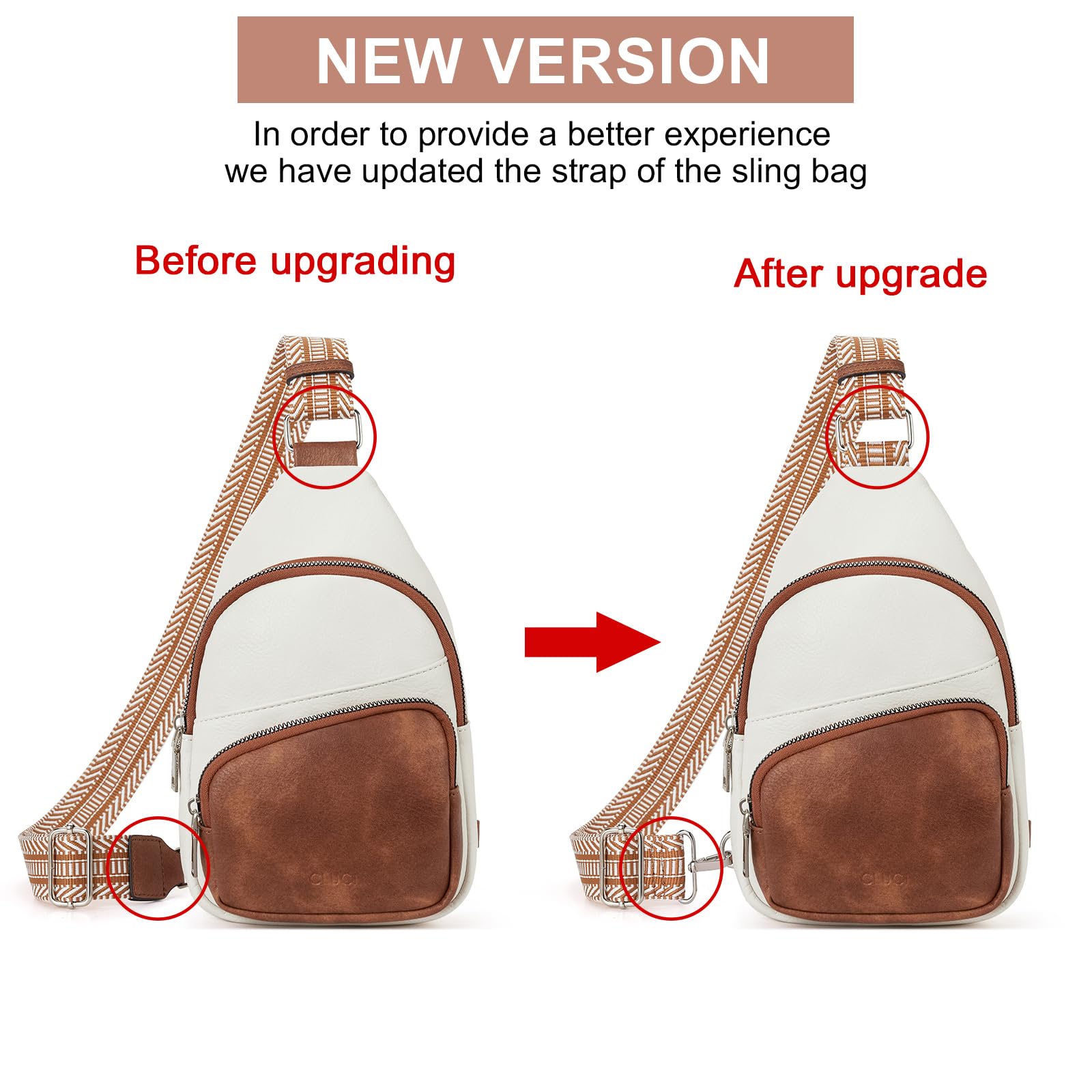 CLUCI Small Sling Bag for Women, Vegan Leather Fanny Pack Crossbody Bags for Women, Chest Bag With Guitar Strap