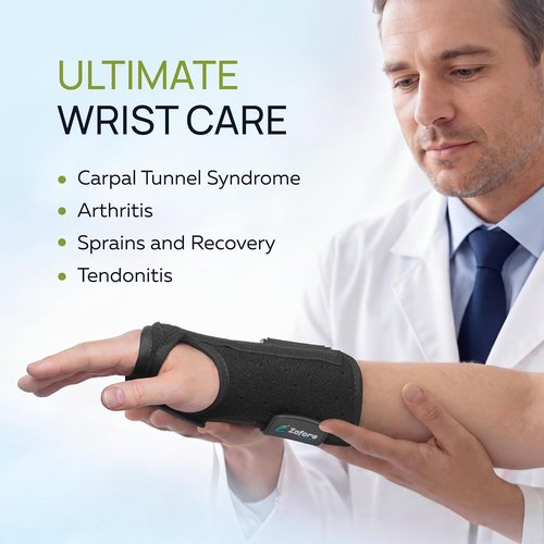 Carpal Tunnel Wrist Brace by [Brand Name] - Dual Strap Support with Metal Splint for Pain Relief - Right (L/XL)