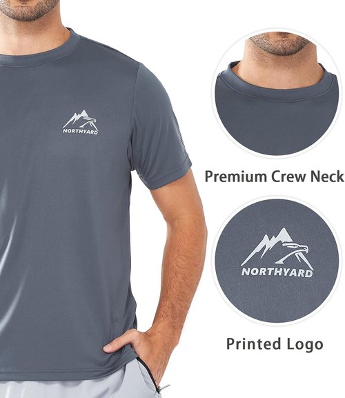 NORTHYARD Men's Sun Protection Shirt - UPF 50+ Short Sleeve Rash Guard for Athletic Activities