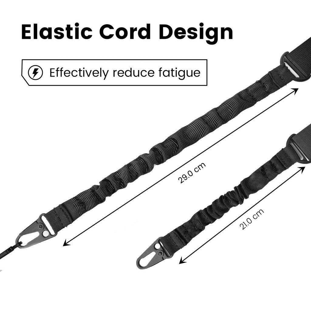 CVLIFE Two Points Sling with Length Adjuster Traditional Sling with Metal Hook for Outdoors Black 2 Pack
