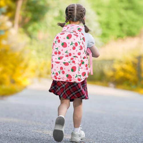BTOOP Kids Backpack - Strawberry Cherry Design for Preschool Girls | 15-Inch Toddler School Bag (Ages 3-8)