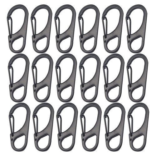 Floyutin 1.8 inch Small Carabiner Clip with Fixed Eyelet Ended Snap Hooks Quick Paracord Clips 18 Packs Black