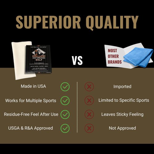 Gorilla Gold Grip Enhancer Tacky Towel - (Pack of 1) - Golf, Tennis, Softball & More - USGA Accepted Tack Cloth Improves Control in Wet Conditions, Repels Moisture & Cleans Grips - Made in USA