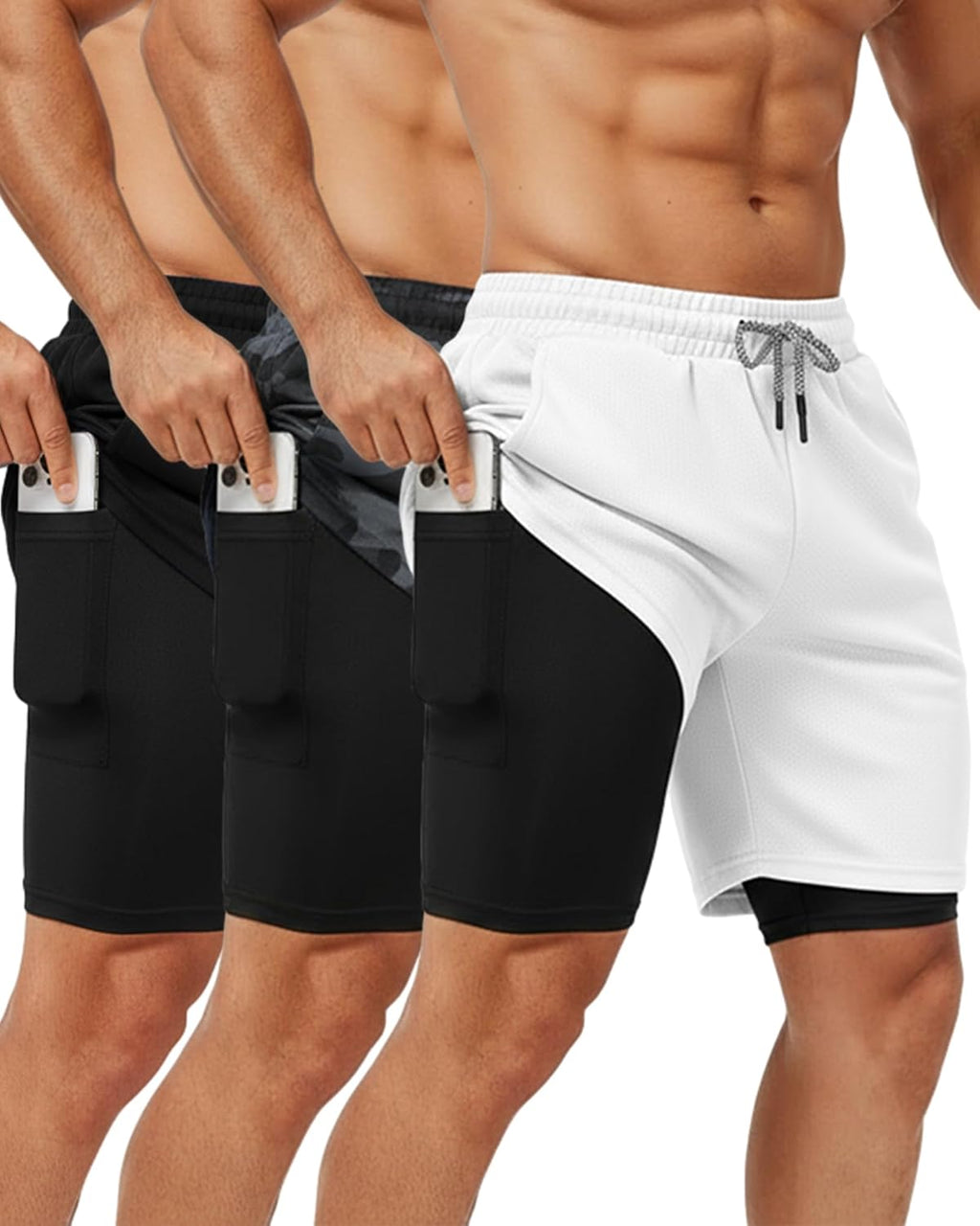 Sureio Men's 2-in-1 Gym Workout Running Shorts - Quick Dry, Lightweight, 7-Inch with Liner & Towel Loop