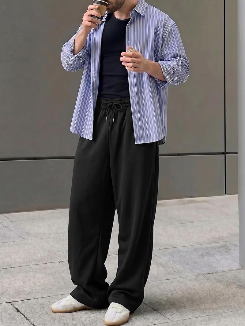 Men's Baggy Sweatpants in Cotton-Blend - Black, Size Medium