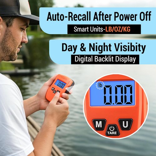 Fish Scale Digital Fishing Scale - 110 lb Capacity with Lip Gripper & LCD Display | Perfect Fishing Gift for Men