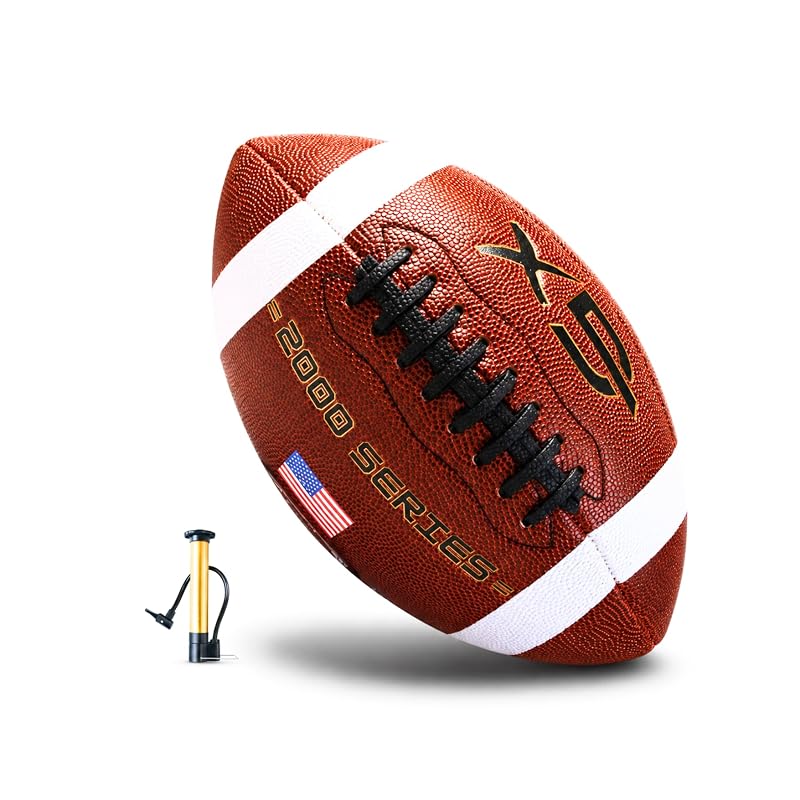 Official Size 9 Football — GX 2000 Series Premium Leather, Includes Ball Pump