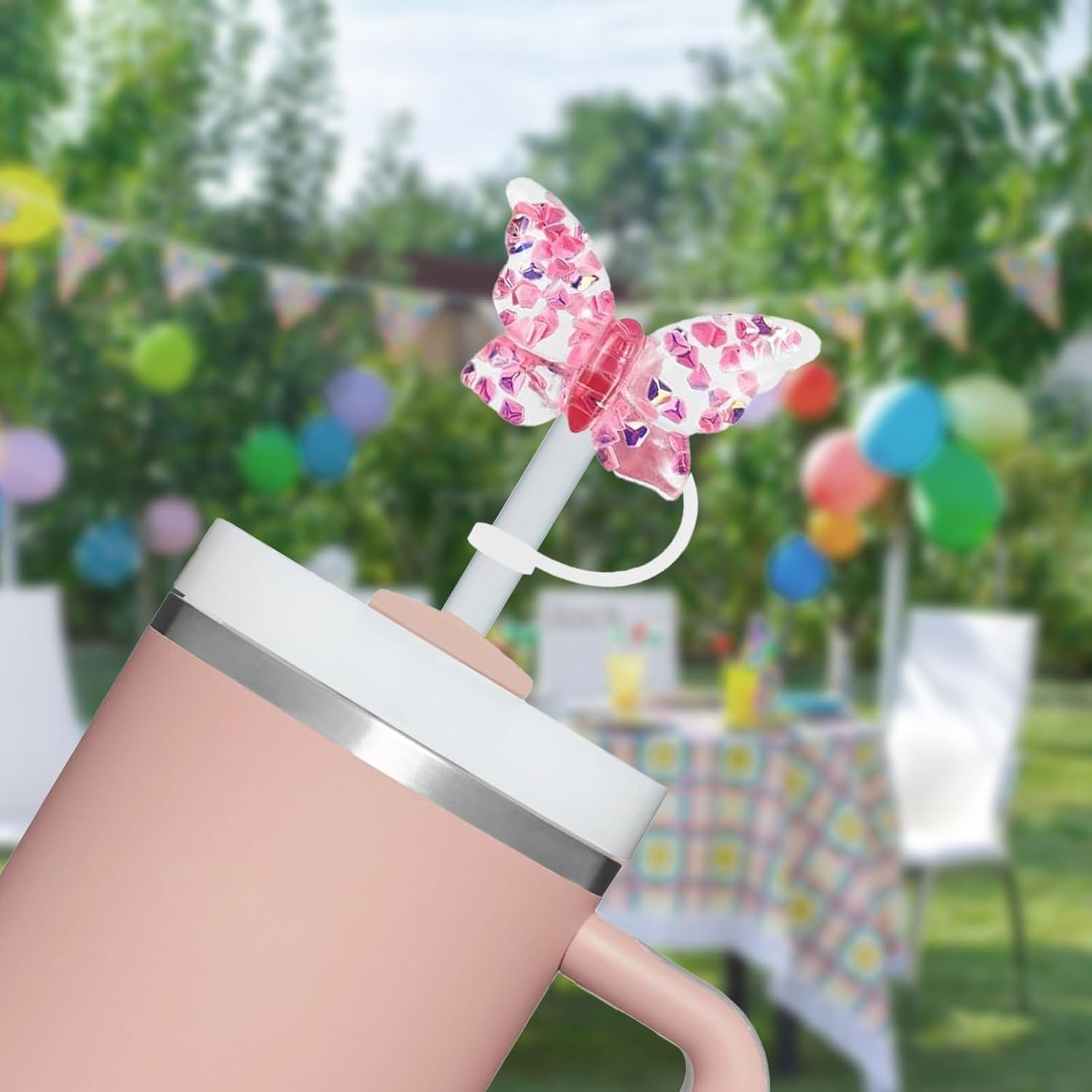 Stanley - Silicone Straw Cover Set - 4 Pcs Butterfly Topper for 30 & 40oz Tumblers - Fits 10mm Straws