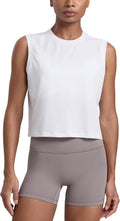 CRZ YOGA Muscle Tank for Women - Breathable Cotton-Blend, Quick Dry, High Neck Athletic Top | Casual Sleeveless Shirt