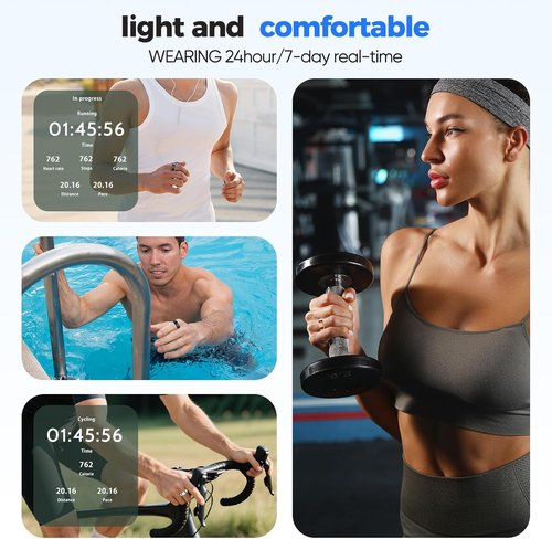 BIEMHA Smart Ring Health Tracker - Sleep & Exercise Monitoring | IP68 Waterproof, 5-Day Battery Life, Unisex (Black, Size 7)