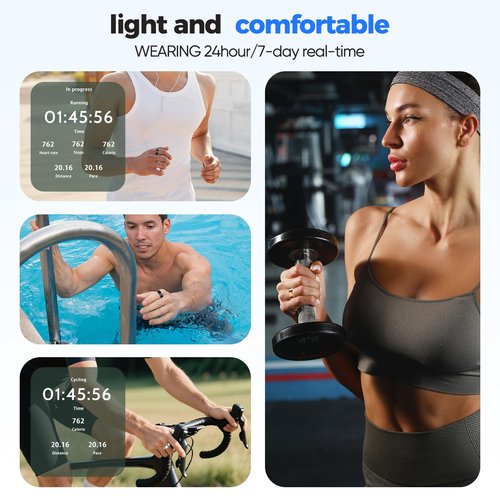 BIEMHA Smart Ring Health Tracker, Sleep/Exercise Monitoring, iOS/Android Compatible, IP68 Water Resistance, No Subscription Required, 5-Day Battery Life, Suitable for Both Women and Men (Silver, 10)