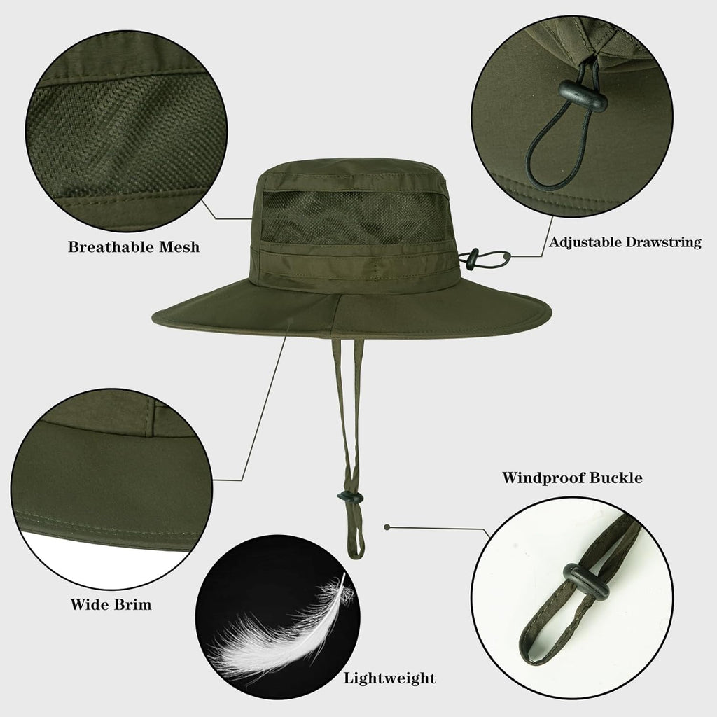 Skiennix Sun Hat - UPF 50+ Waterproof Wide Brim Bucket Hat for Fishing, Hiking, Beach | Foldable Design
