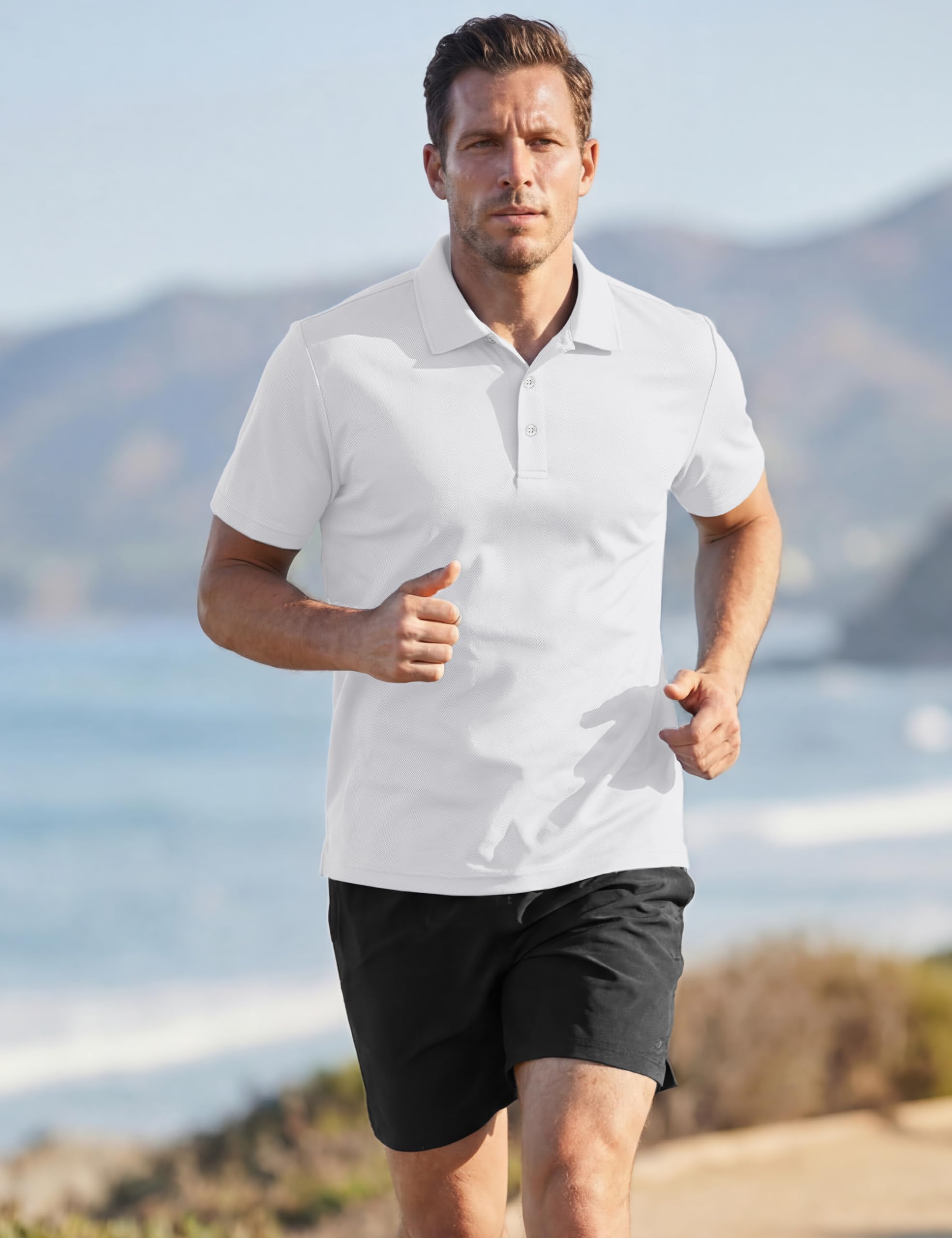 TACVASEN Mens Golf Shirt Dry Fit Mens Polo Shirts Short Sleeve Performance Golf Polos for Men with Collar Work Shirts White, 3XL