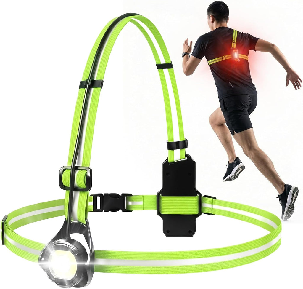 Skiennix Running Lights - 360° High Visibility Rechargeable Vest with Rear Red Warning Light | IPX4 Waterproof