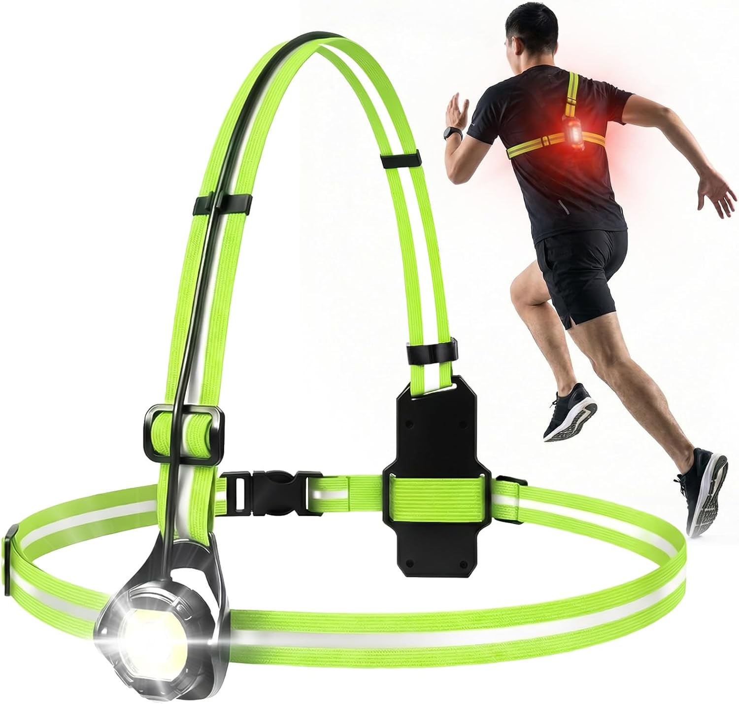 Skiennix Running Lights - 360° High Visibility Rechargeable Vest with Rear Red Warning Light | IPX4 Waterproof