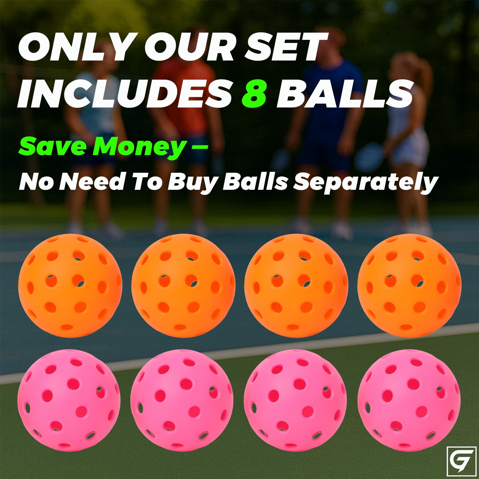 Pickleball Paddles Set of 2 for Beginners, Families & Enthusiasts of All Ages, T300 Carbon-Infused Pickleball Rackets for Better Spin & Control, USAPA Lightweight Pickleball Set with 8 Balls & Bag