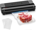 Bonsenkitchen Vacuum Sealer - Multi-Functional Food Preservation System with 5 Bags & Accessory Tube, Black