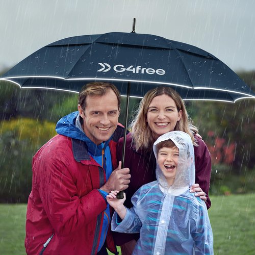 G4Free Strongest Golf Umbrella with Full Carbon Fiber, Well-constructed & Super Lightweight & Windproof Double Vented Mesh Canopy Large 62 Inch Oversized Stick Umbrellas for Rain Sun, Heavy Duty Huge Umbrella, Automatic Open