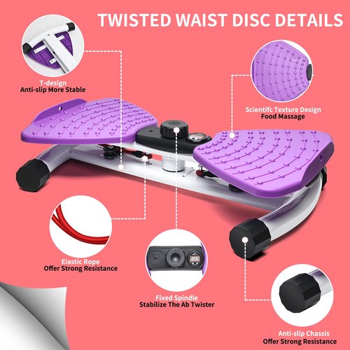 Ab Twister Trainer – Smart LED Digital Monitor, 330LBS Capacity, 20dB Ultra-Quiet Waist Twister Machine, Anti-Slip Home Gym Equipment for Women & Men, Belly Fat Workout Tool for Core Fitness (purple)