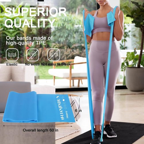Lianjindun Resistance Bands Set - 5 Pcs Latex-Free Workout Bands for Pilates, Yoga & Physical Therapy