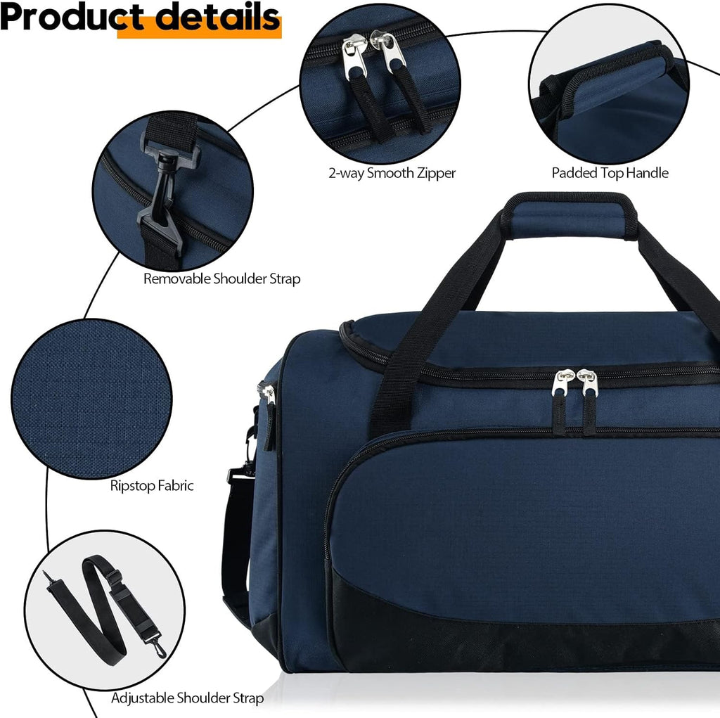 Uarition Gym Duffle Bag - 55L Navy Blue Heavy Duty Sports & Travel Gear Bag for Men