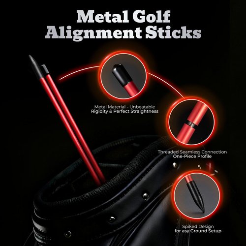 Zcoorey Golf Alignment Sticks 2-Pack, 48" Metal Alignment Stick - Threaded for Solid One-Piece Feel, Rigid & Straight with Carry Tube, Golf Training Aid & Swing Trainer for Swing Path & Stance