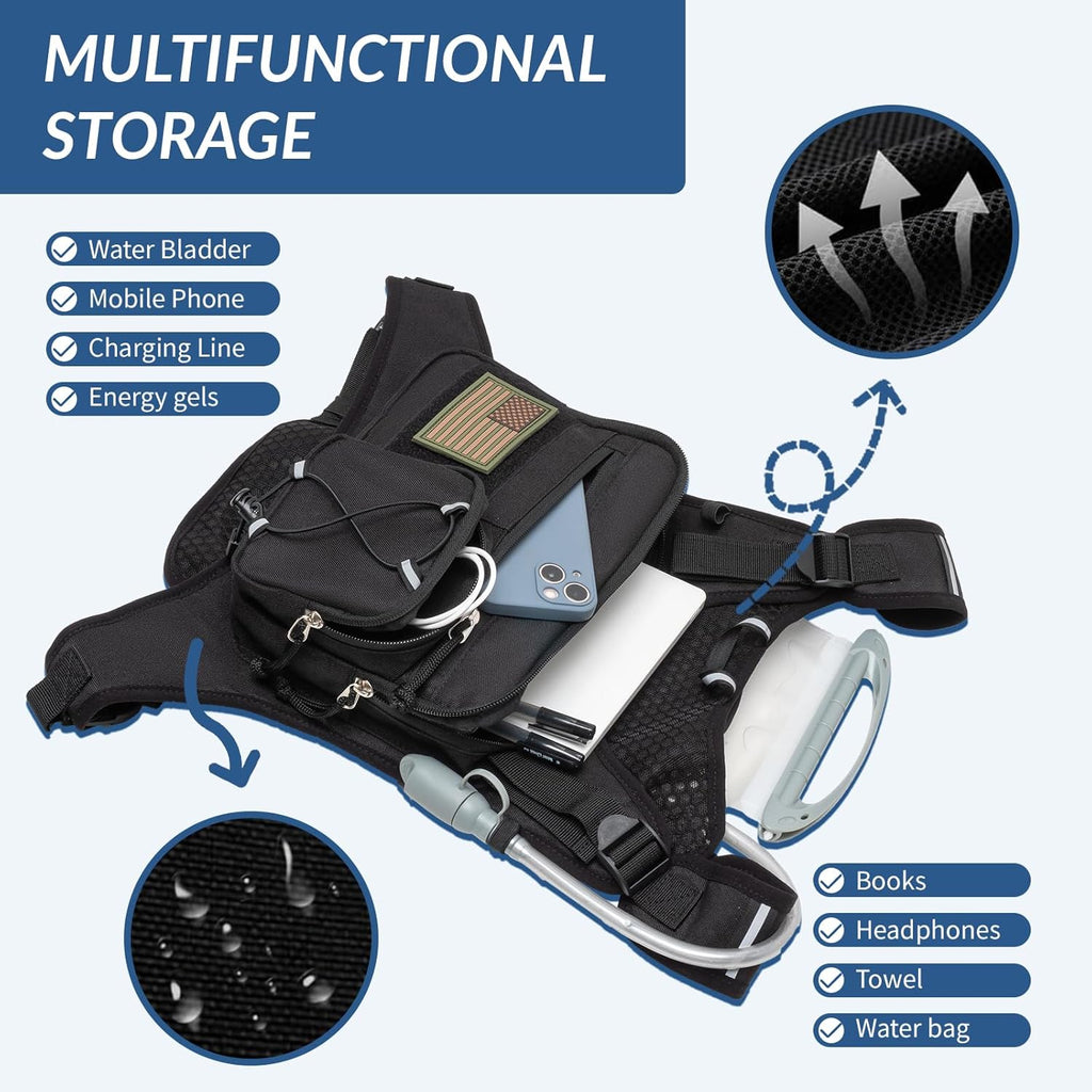 Runlight Running Vest - Lightweight Adjustable Hydration Pack with 1.5L Water Bladder & Reflective Design