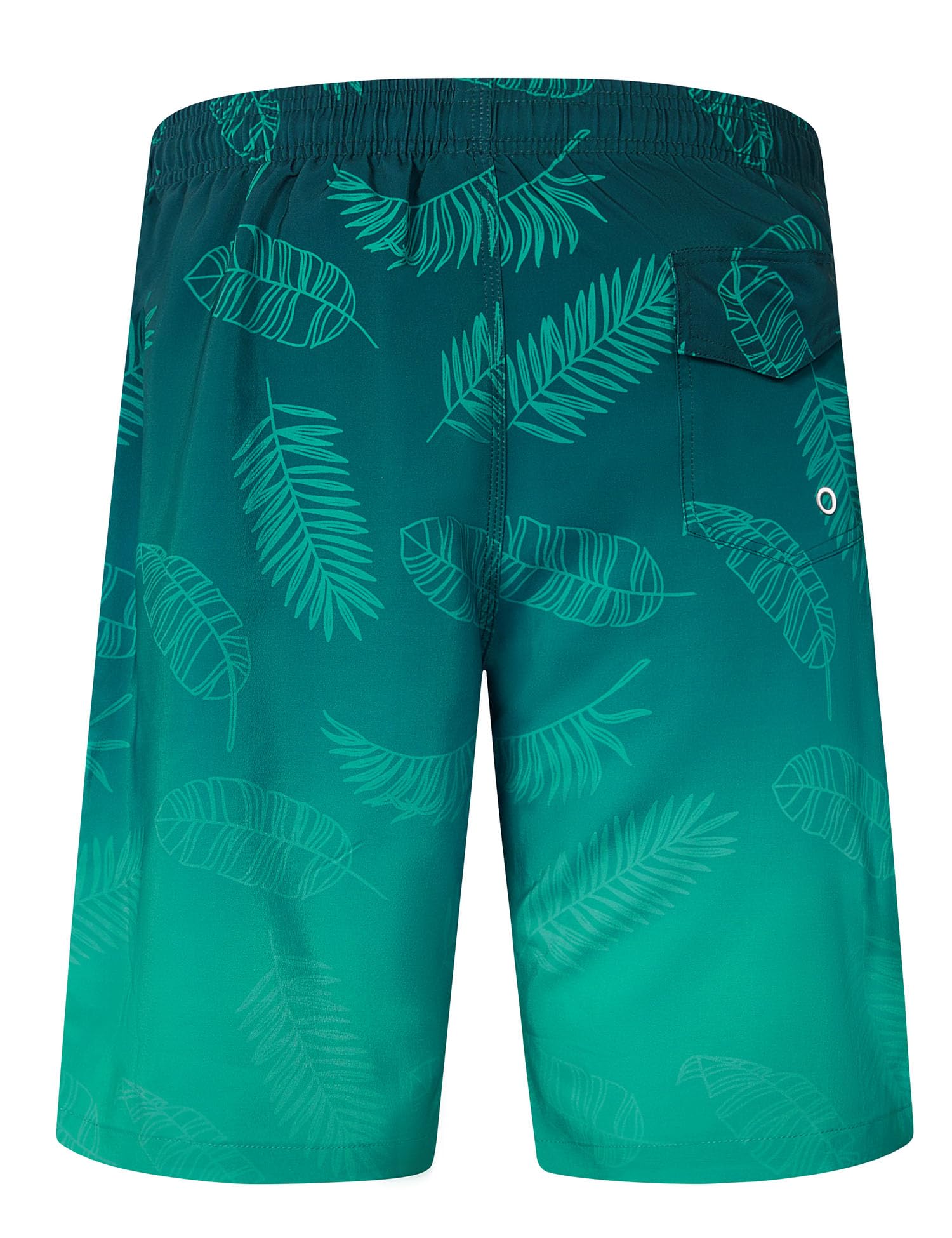 ELETOP Men's Swim Trunks Quick Dry Bathing Suit Swimming Board Shorts Mesh Lining Beach Swimwear Leaf Gradient Green 3XL