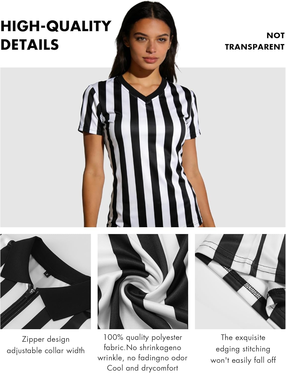 Skiennix Women's Referee Shirt - Official V-Neck Football & Basketball Jersey | Perfect for Halloween Costume