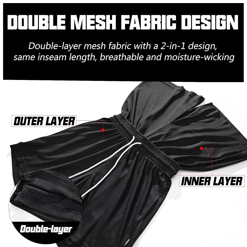 AIMPACT Men’s 7" Inseam Mesh Basketball Shorts - Black, Large