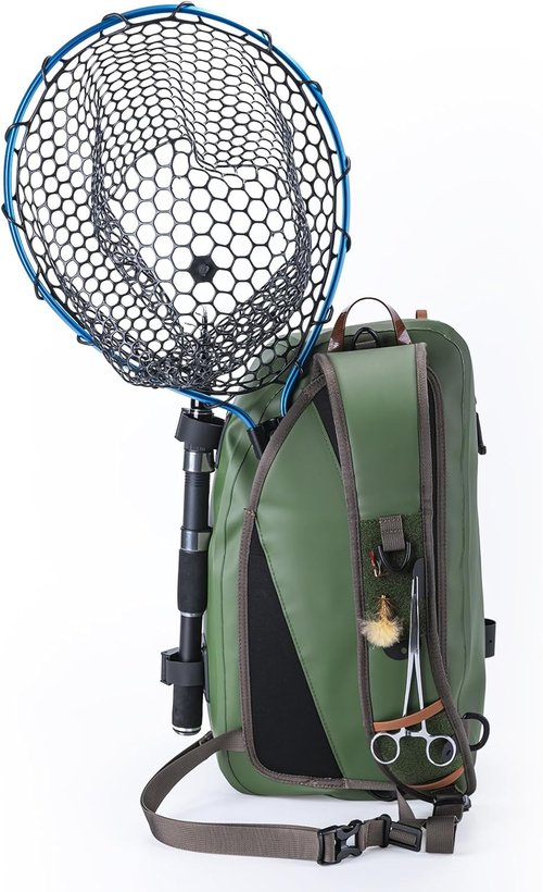 Goture Waterproof Fly Fishing Sling Pack - 13L Tackle Backpack with Rod Holder & Airtight Zipper