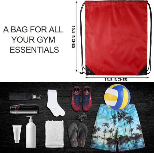 GoodtoU Drawstring Backpack Bulk, 20 Pcs Draw String Bags Cinch Bag Drawstring Gym Bag Sackpack Backpack for Women Men, Red