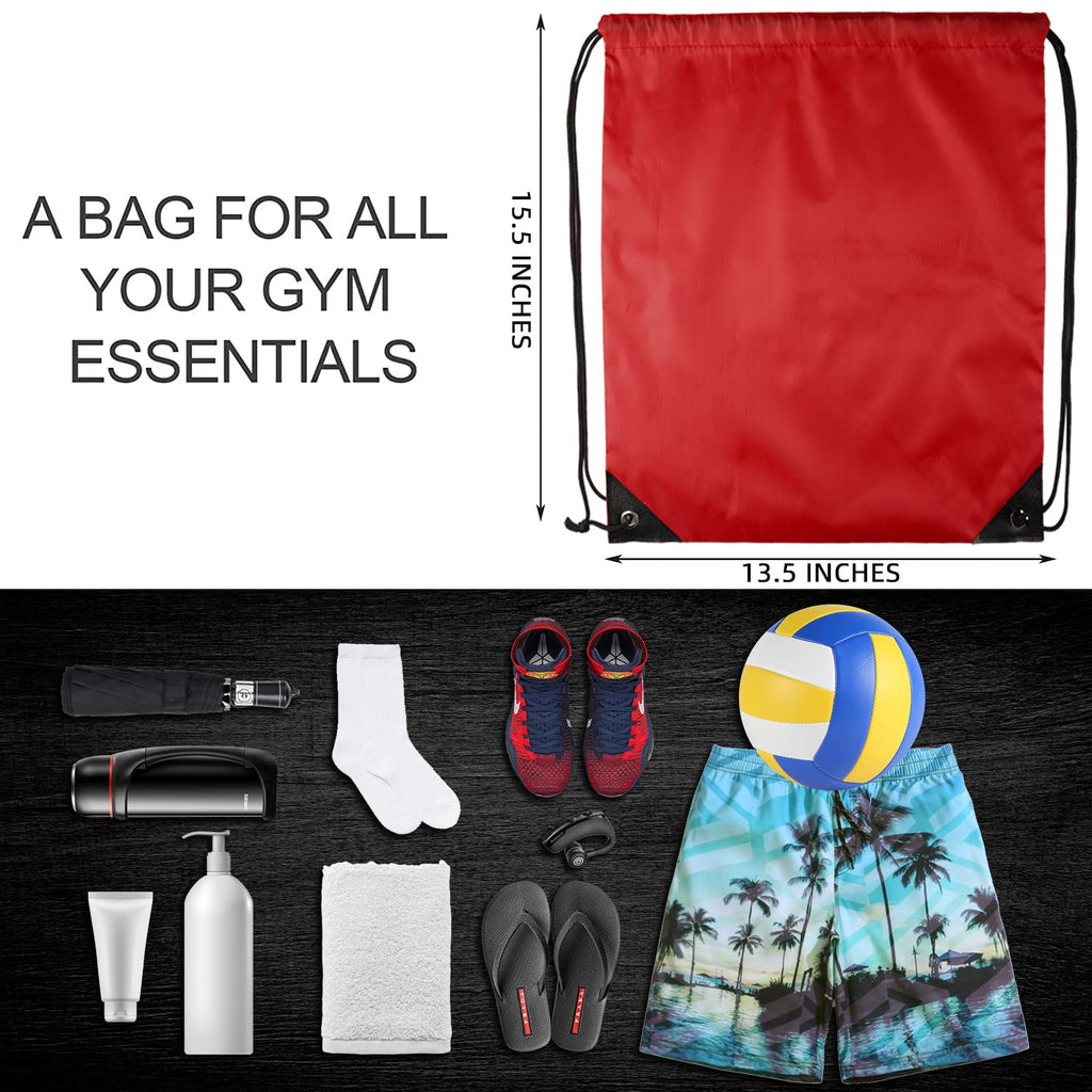 GoodtoU Nylon Drawstring Bags - Bulk 48Pcs Red Cinch Sack Gym Backpack for Sport, Traveling, Team