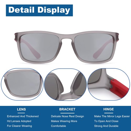 AOSM Polarized Sunglasses for Men, Lightweight Sun Glasses with UV Protection for Driving Fishing Golf Sunglasses Sports Sun Glasses(silver)
