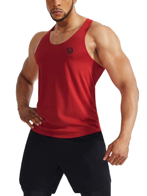 NELEUS Men's Workout Running Tank Top Sleeveless Gym Athletic Shirts Pack of 3,5080,Black/Grey/Red,S