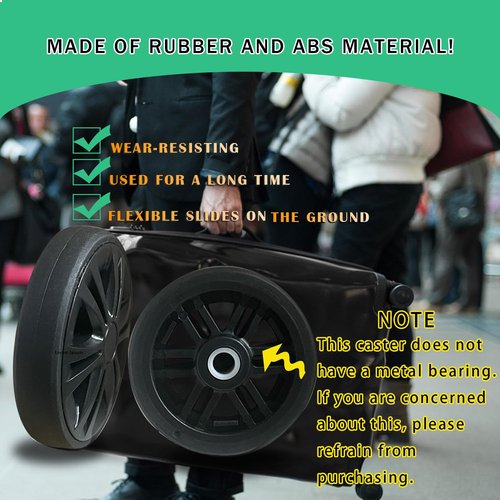 Luggage Suitcase Replacement Wheels 2.11inch(53.5mm) Diameter 8 Pcs 0.45inch(11.5mm) Thickness Wear-Resistant Mute Suitcase Rubber Swivel Caster Repair Kits for Trolley Bag Travel Box