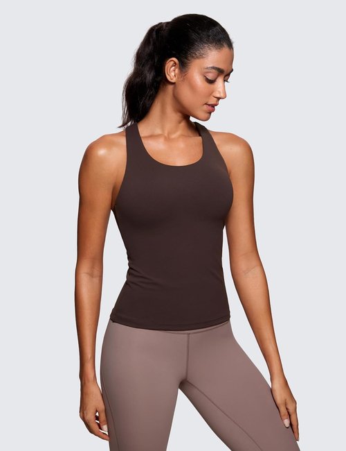 CRZ YOGA Butterluxe Workout Tank Tops for Women - Padded Spandex Athletic Shirts with Built-In Bra