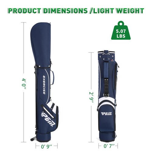 PGM Sunday Golf Stand Bag for Women and Men - Blue Easy Carry Pitch Lightweight Golf Stand Bag with Cooler Pouch and Valuables Pocket for Driving Range Par 3 Executive Courses